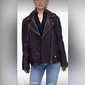 Bod & Christensen Harper Oversized Leather Boyfriend Jacket